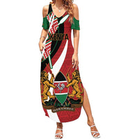 Custom Kenya Football Summer Maxi Dress Maasai Shield Coat Of Arms Style