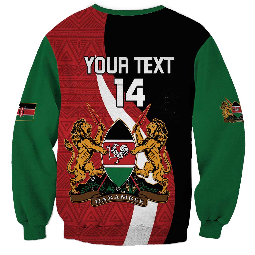 Custom Kenya Football Sweatshirt Maasai Shield Coat Of Arms Style