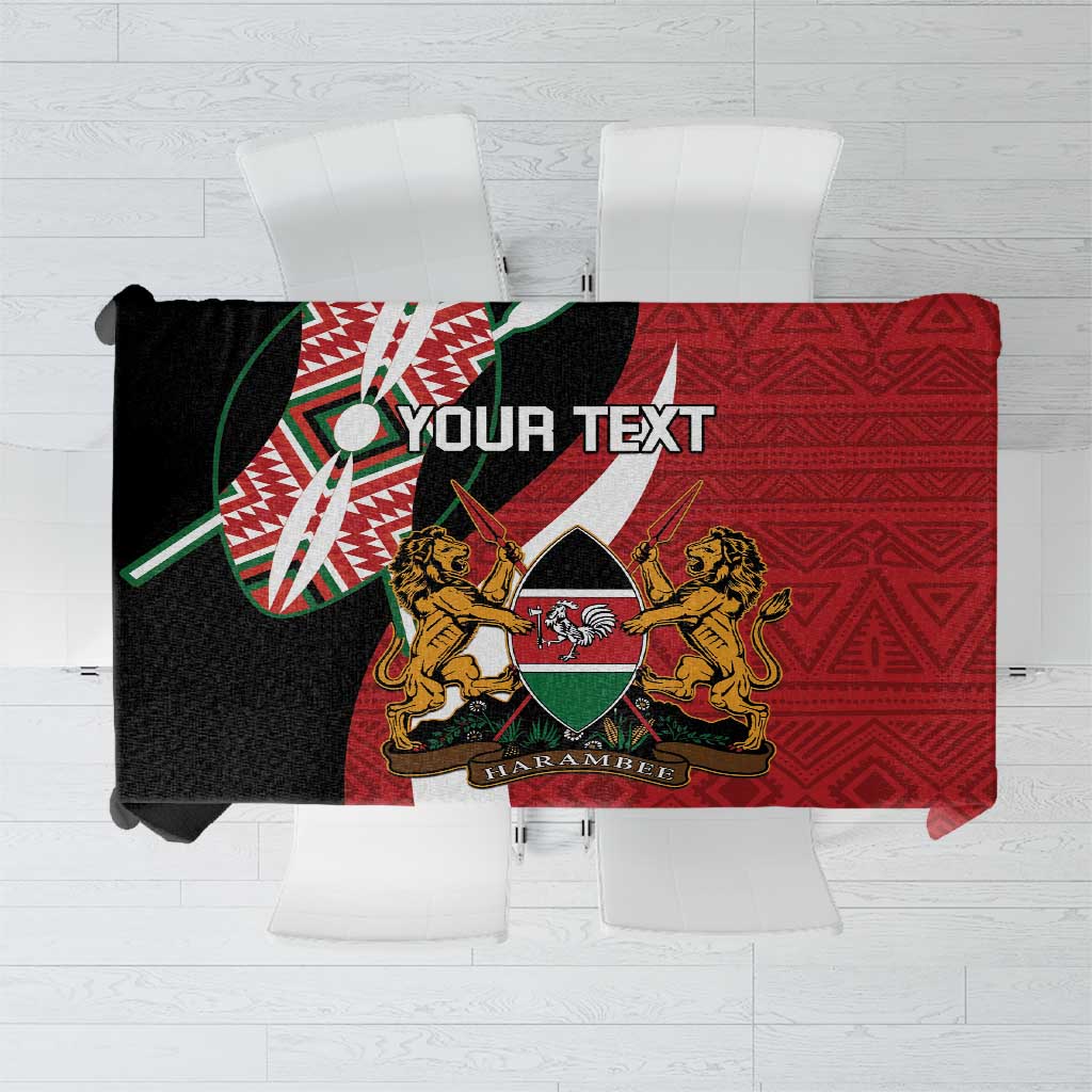 Custom Kenya Football Tablecloth Maasai Shield Coat Of Arms Style