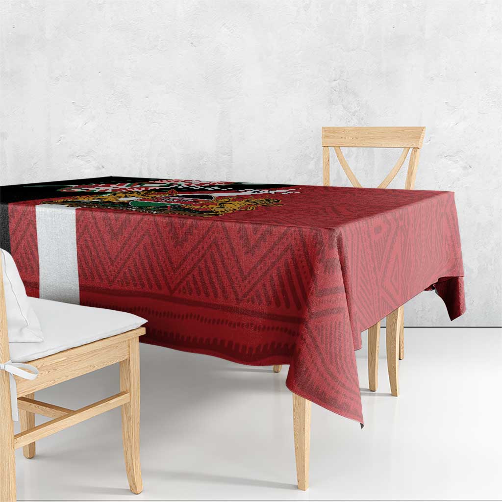 Custom Kenya Football Tablecloth Maasai Shield Coat Of Arms Style
