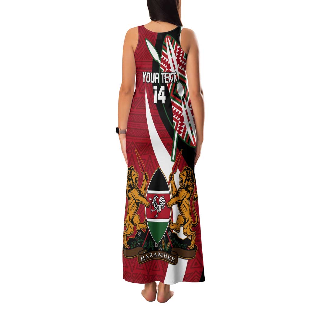 Custom Kenya Football Tank Maxi Dress Maasai Shield Coat Of Arms Style