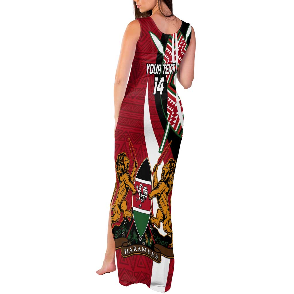 Custom Kenya Football Tank Maxi Dress Maasai Shield Coat Of Arms Style