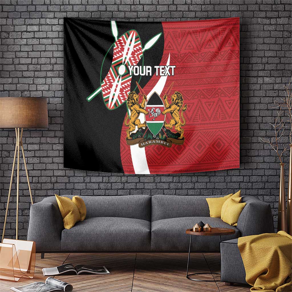 Custom Kenya Football Tapestry Maasai Shield Coat Of Arms Style