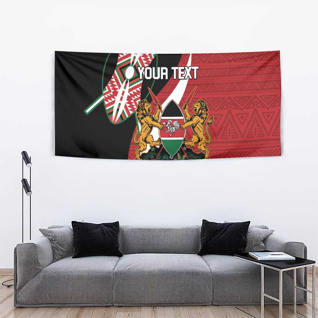 Custom Kenya Football Tapestry Maasai Shield Coat Of Arms Style
