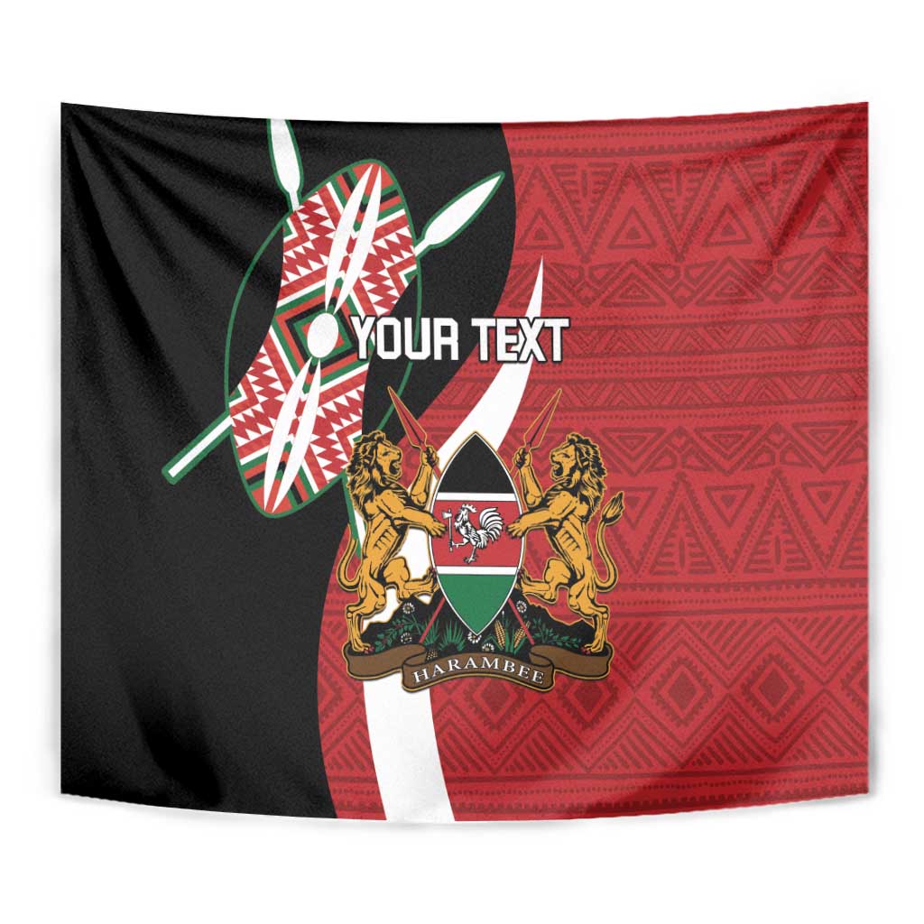 Custom Kenya Football Tapestry Maasai Shield Coat Of Arms Style