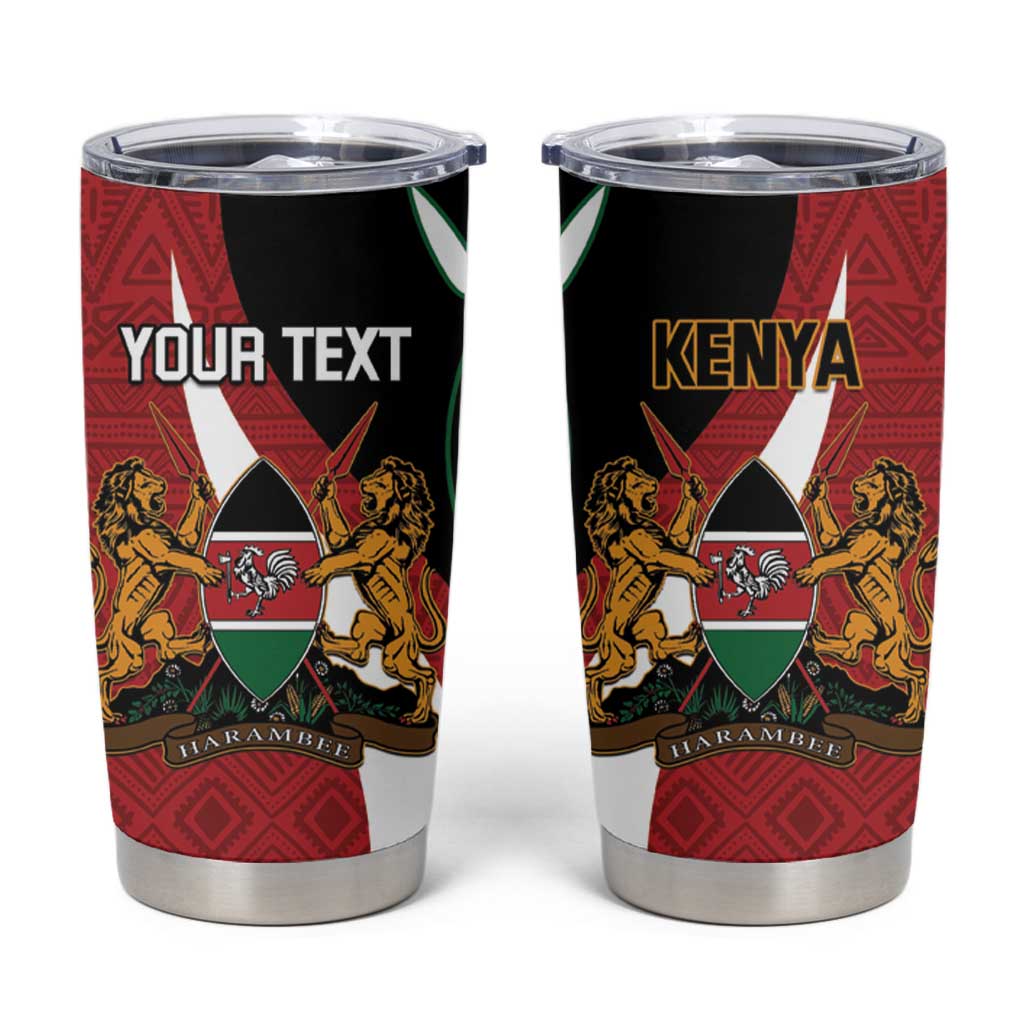 Custom Kenya Football Tumbler Cup Maasai Shield Coat Of Arms Style