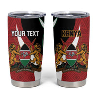 Custom Kenya Football Tumbler Cup Maasai Shield Coat Of Arms Style