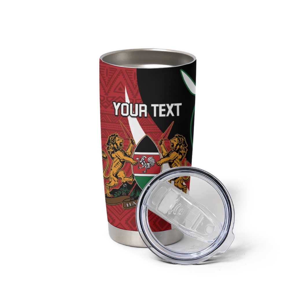 Custom Kenya Football Tumbler Cup Maasai Shield Coat Of Arms Style