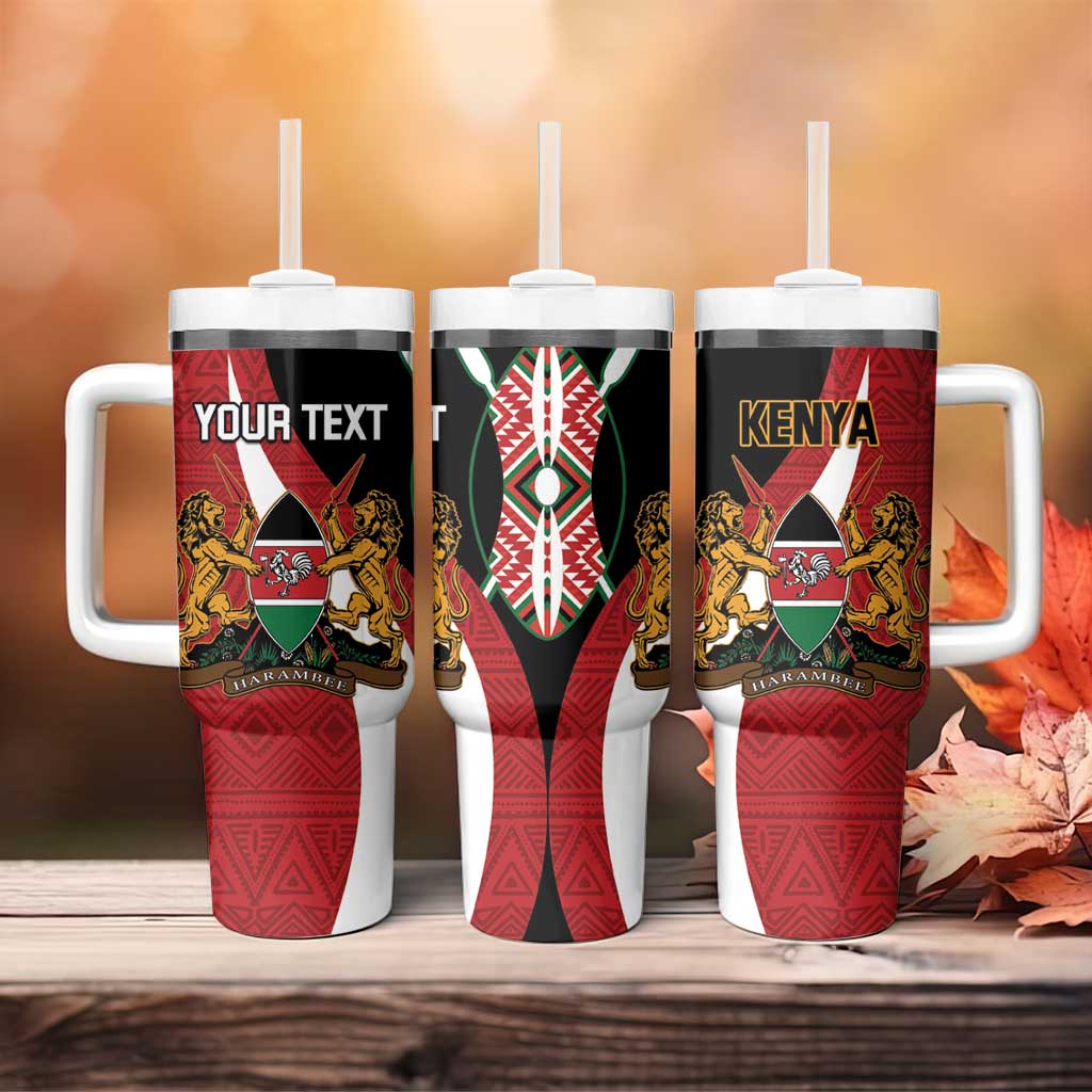 Custom Kenya Football Tumbler With Handle Maasai Shield Coat Of Arms Style