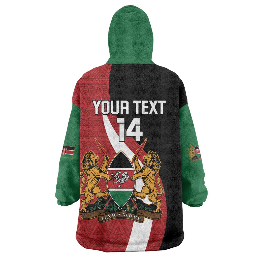Custom Kenya Football Wearable Blanket Hoodie Maasai Shield Coat Of Arms Style
