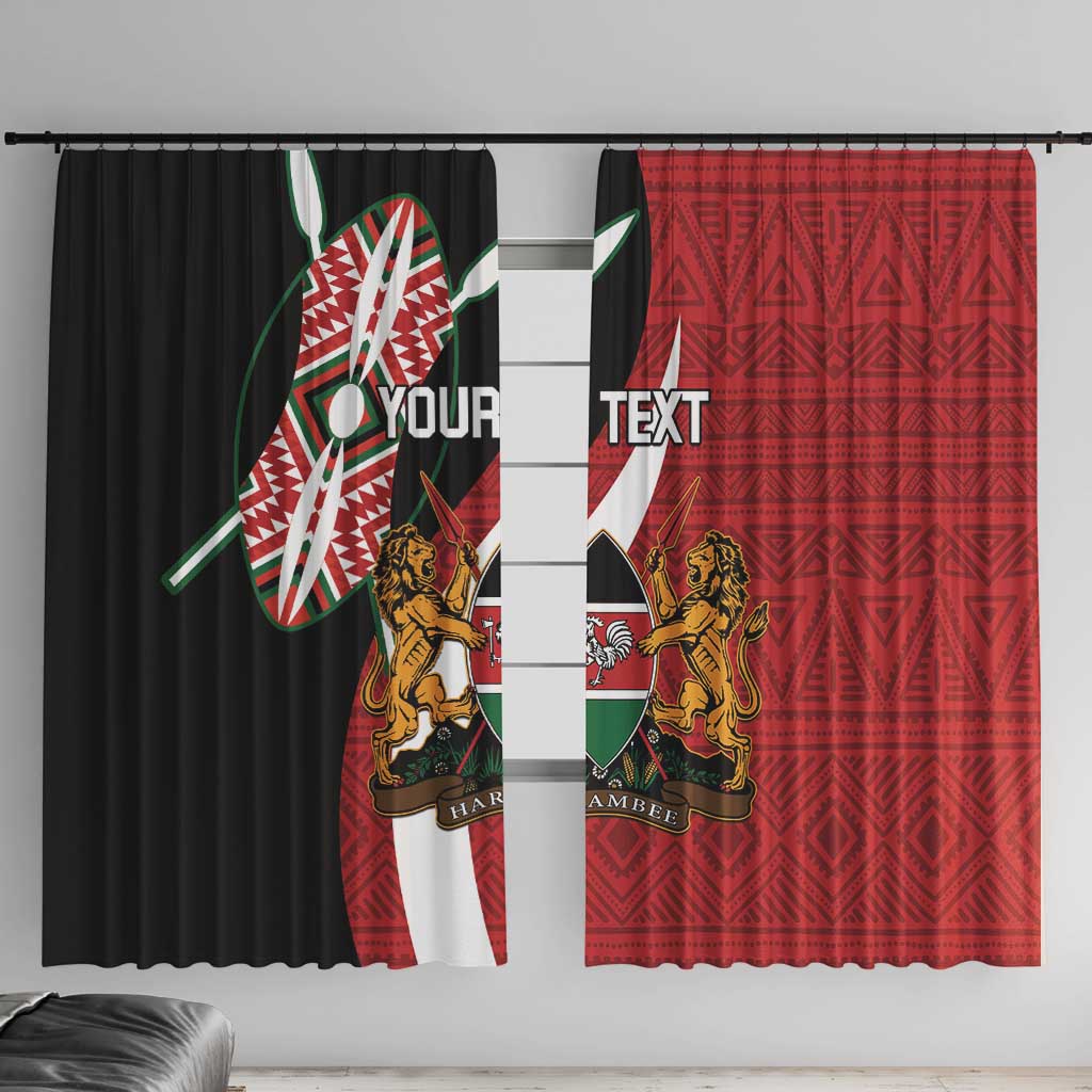 Custom Kenya Football Window Curtain Maasai Shield Coat Of Arms Style