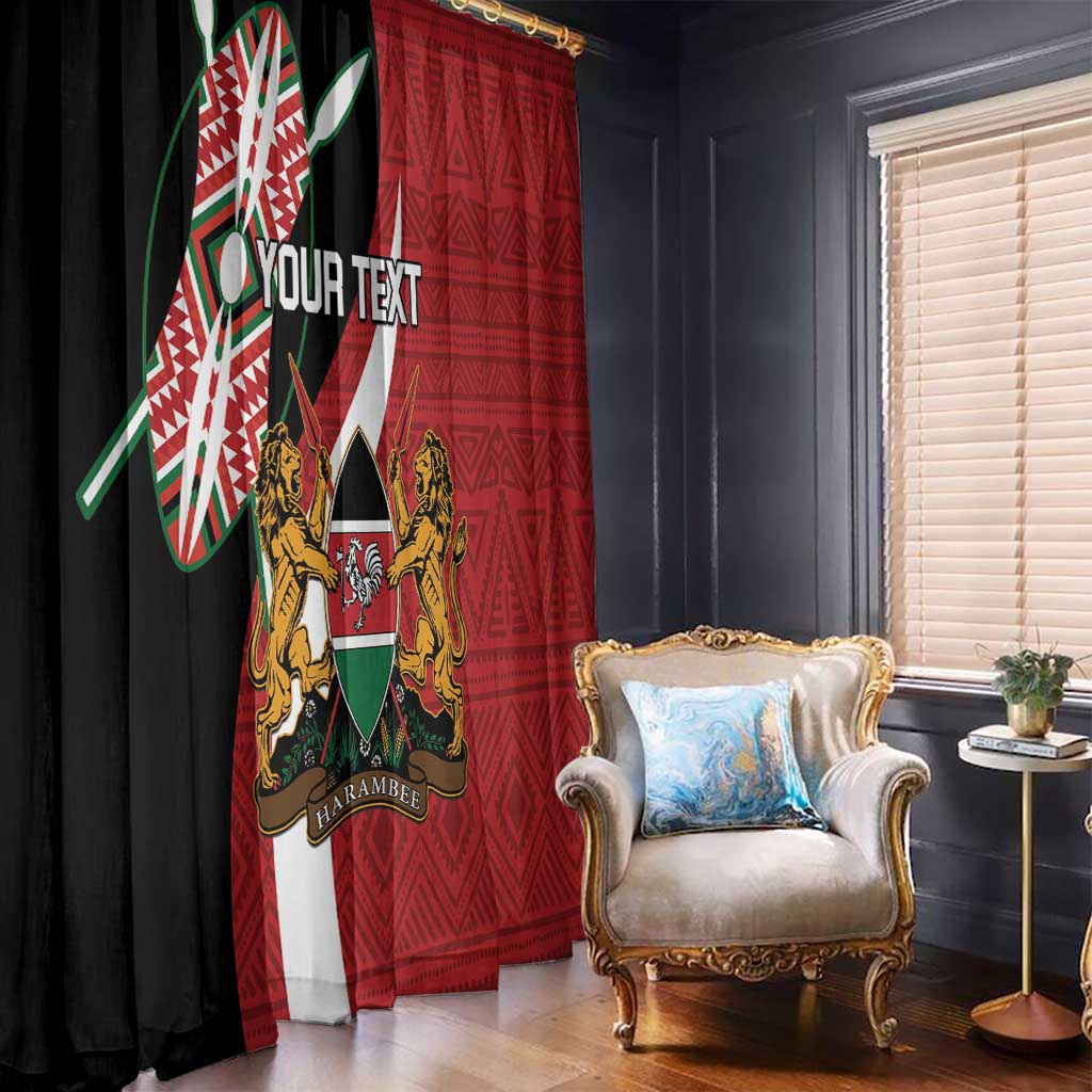 Custom Kenya Football Window Curtain Maasai Shield Coat Of Arms Style