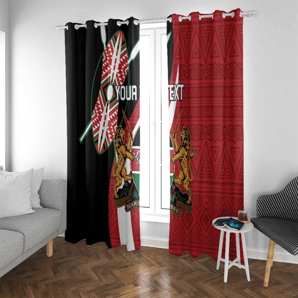 Custom Kenya Football Window Curtain Maasai Shield Coat Of Arms Style