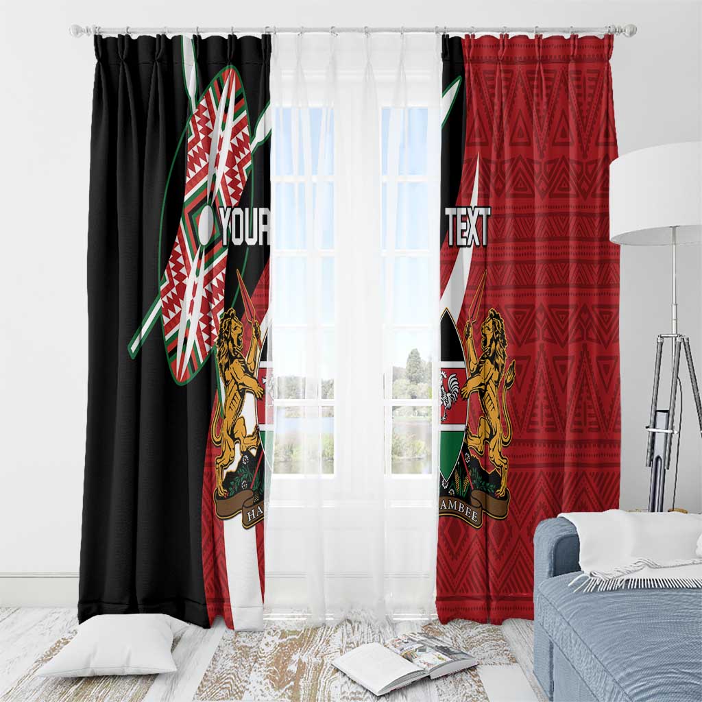 Custom Kenya Football Window Curtain Maasai Shield Coat Of Arms Style