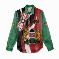Custom Kenya Football Women Casual Shirt Maasai Shield Coat Of Arms Style