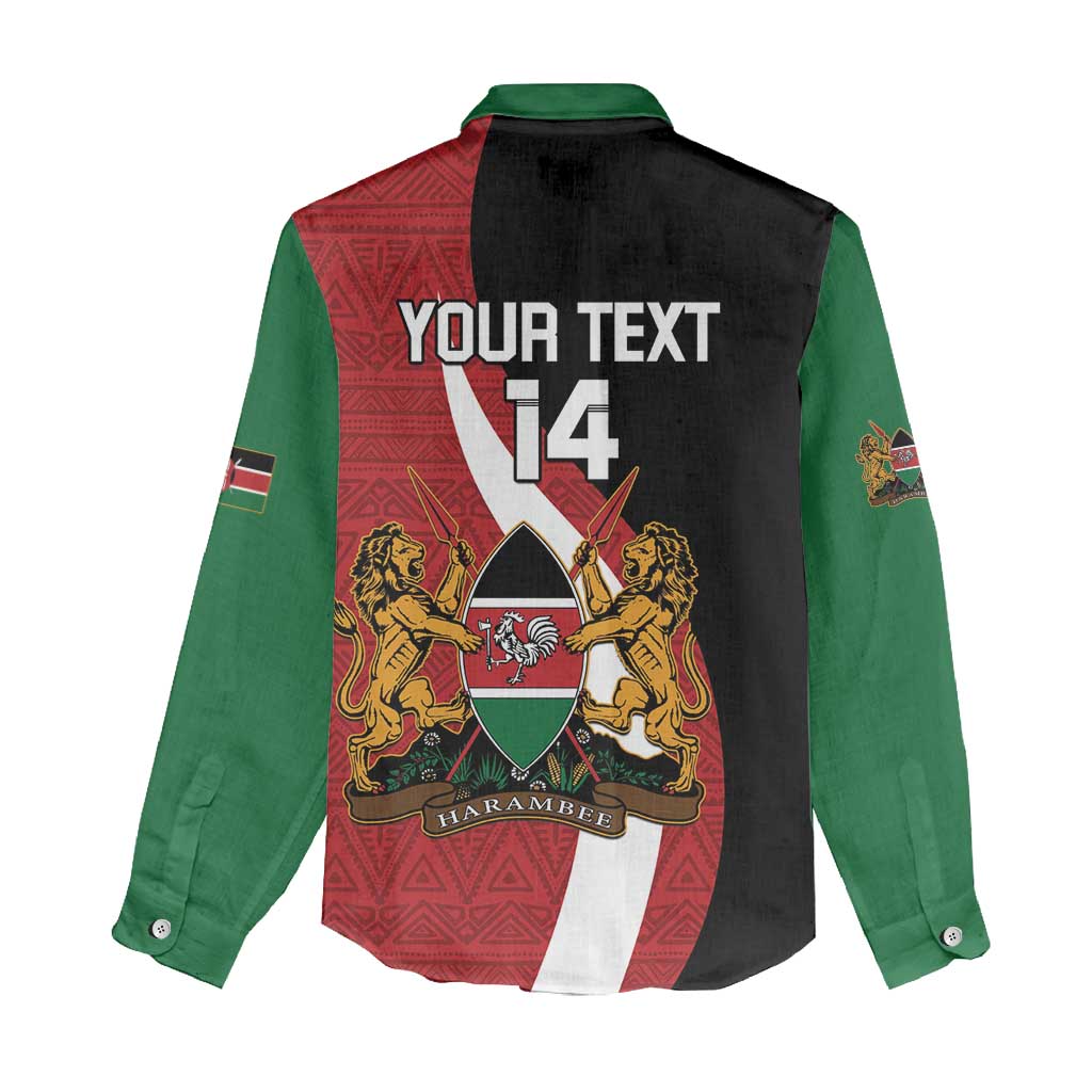 Custom Kenya Football Women Casual Shirt Maasai Shield Coat Of Arms Style