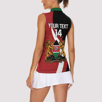 Custom Kenya Football Women Sleeveless Polo Shirt Maasai Shield Coat Of Arms Style