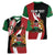 Custom Kenya Football Women V-Neck T-Shirt Maasai Shield Coat Of Arms Style