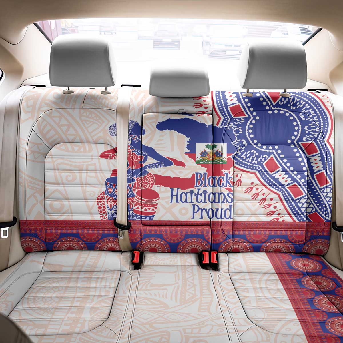 Afro-Haitians Proud Back Car Seat Cover Haiti Coat Of Arms Dashiki