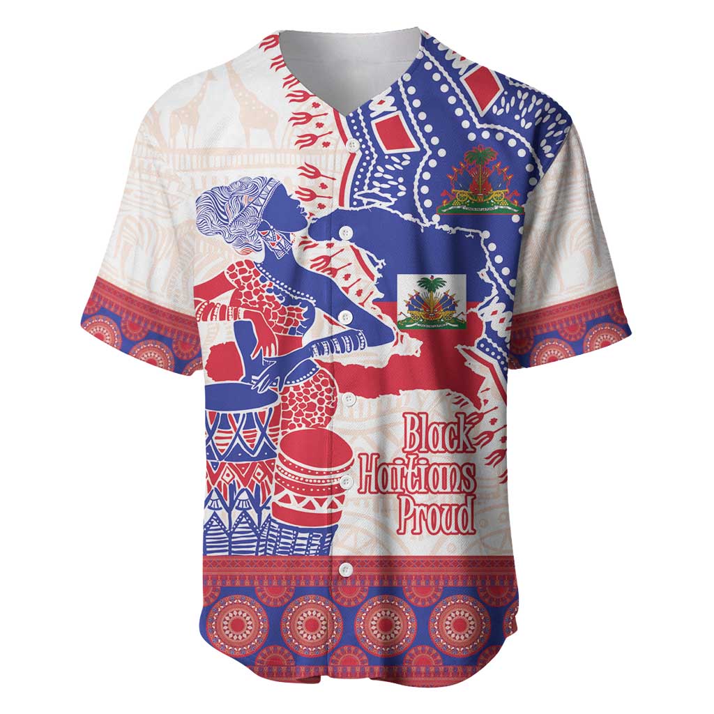 Afro-Haitians Proud Baseball Jersey Haiti Coat Of Arms Dashiki