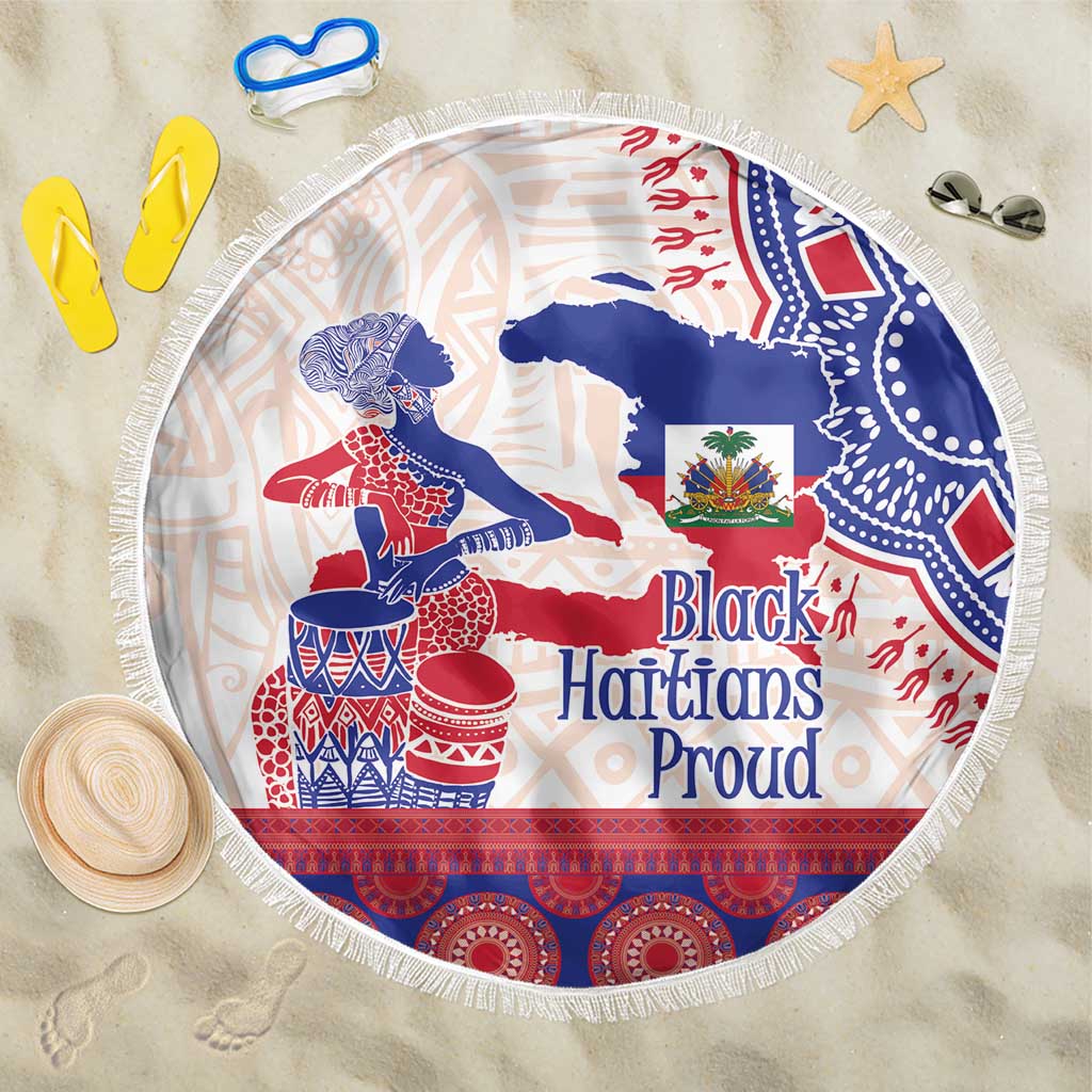 Afro-Haitians Proud Beach Blanket Haiti Coat Of Arms Dashiki