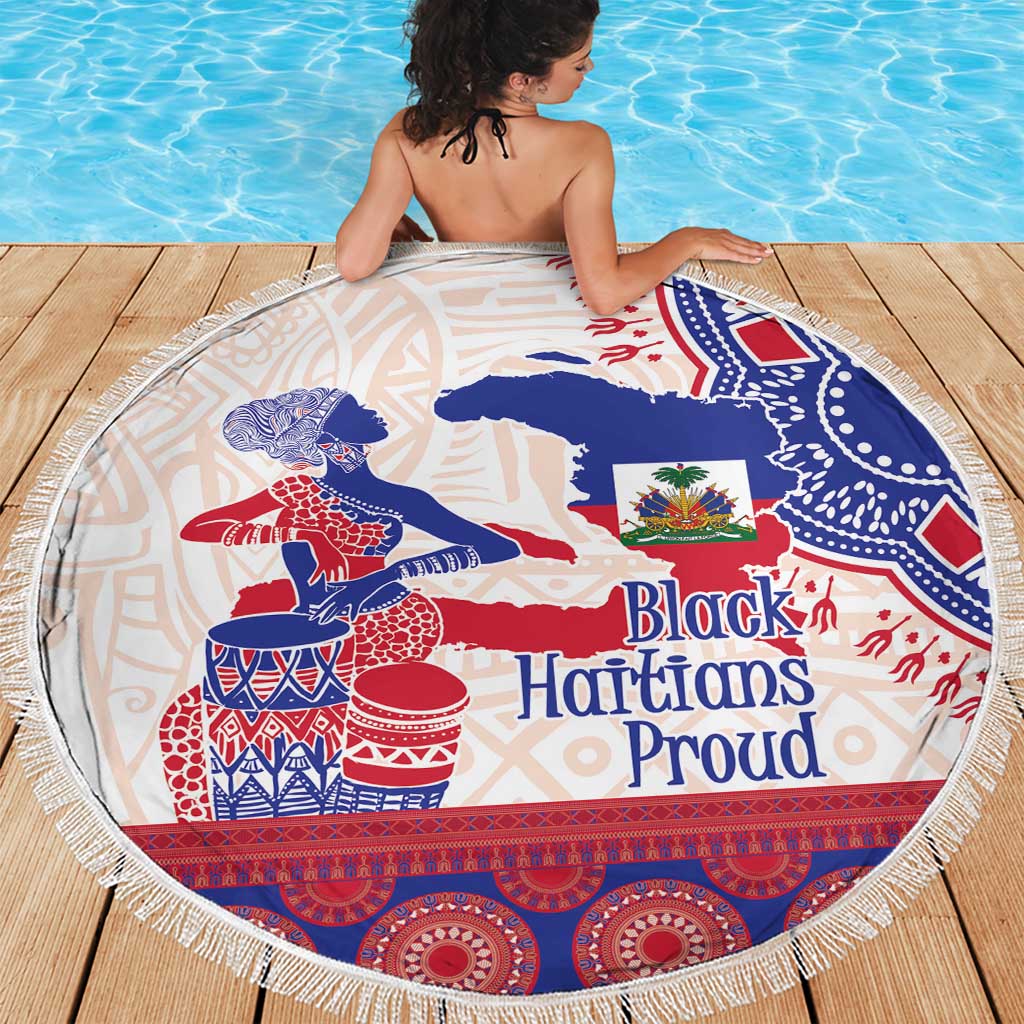 Afro-Haitians Proud Beach Blanket Haiti Coat Of Arms Dashiki