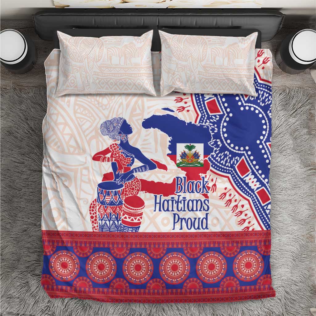 Afro-Haitians Proud Bedding Set Haiti Coat Of Arms Dashiki