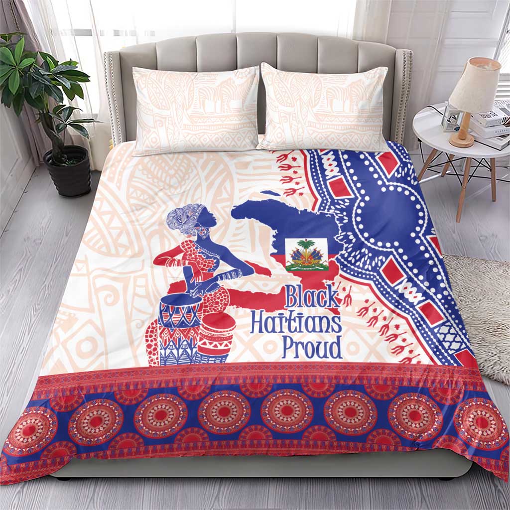 Afro-Haitians Proud Bedding Set Haiti Coat Of Arms Dashiki