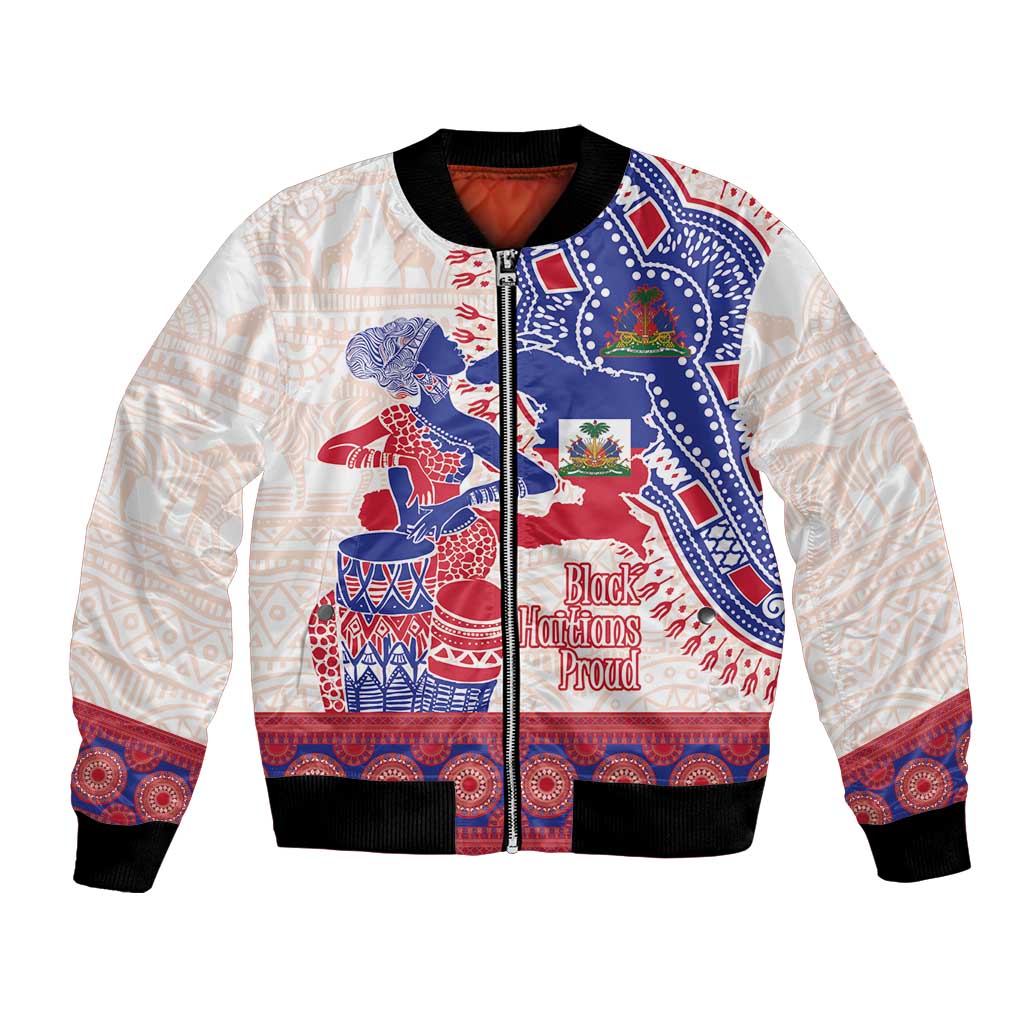 Afro-Haitians Proud Bomber Jacket Haiti Coat Of Arms Dashiki