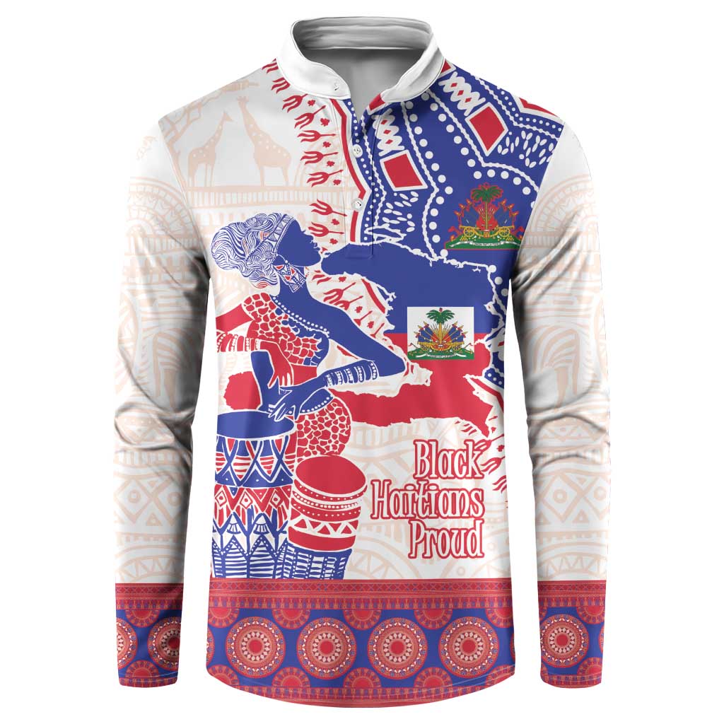 Afro-Haitians Proud Button Sweatshirt Haiti Coat Of Arms Dashiki