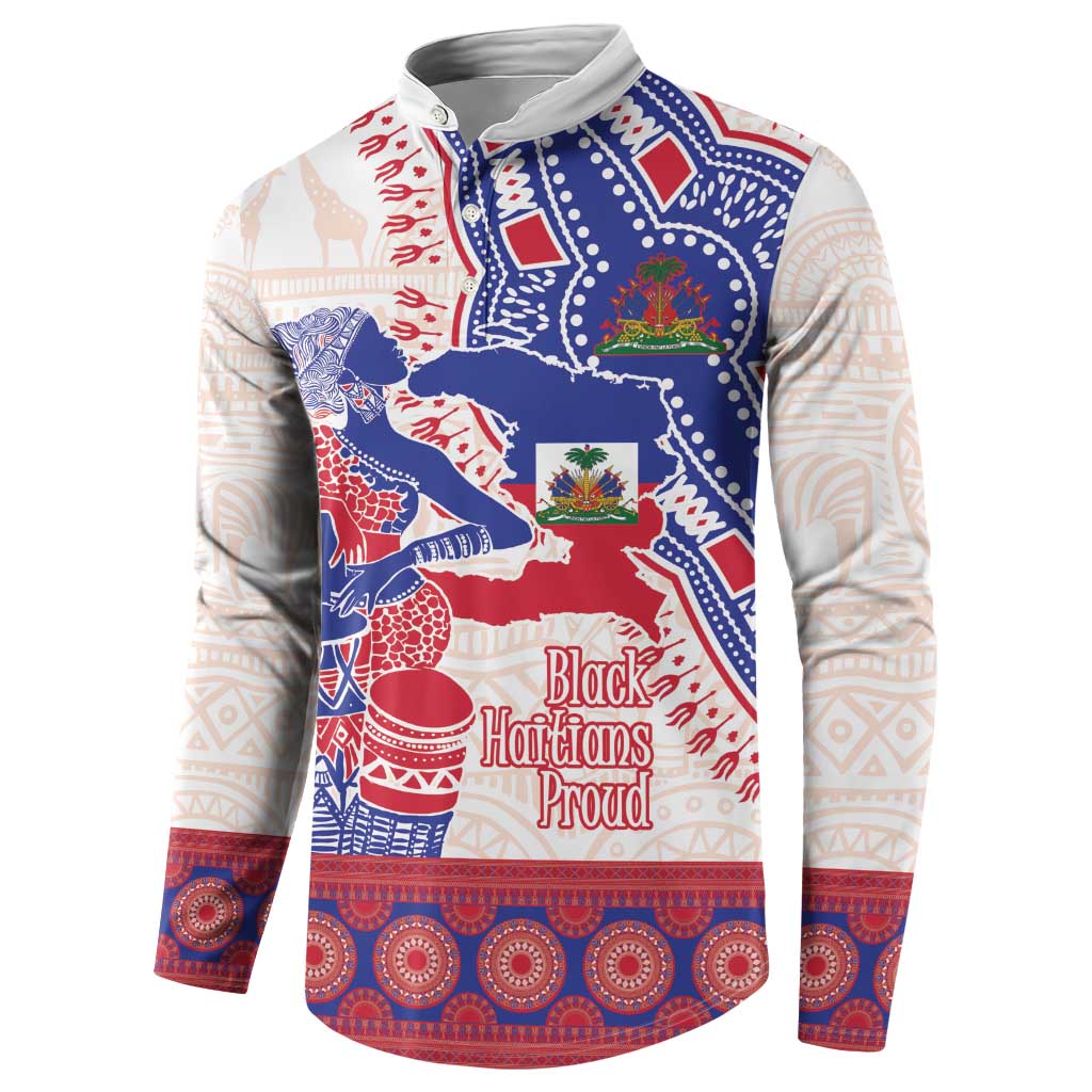 Afro-Haitians Proud Button Sweatshirt Haiti Coat Of Arms Dashiki