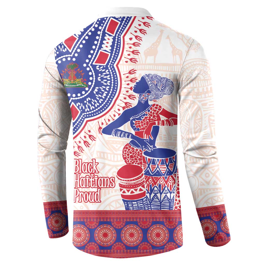 Afro-Haitians Proud Button Sweatshirt Haiti Coat Of Arms Dashiki