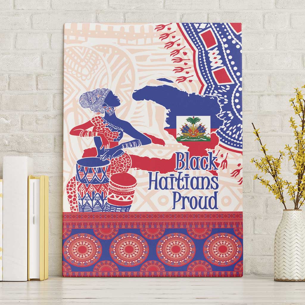 Afro-Haitians Proud Canvas Wall Art Haiti Coat Of Arms Dashiki
