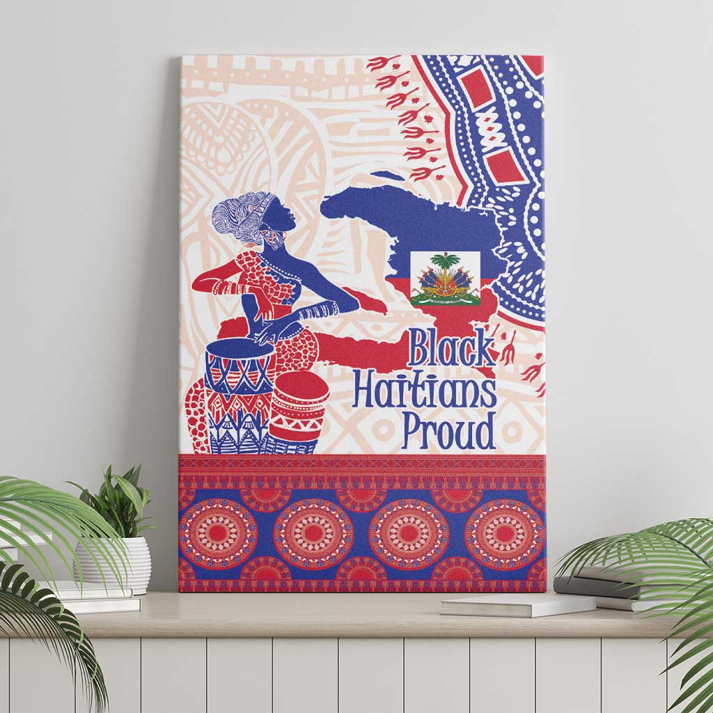 Afro-Haitians Proud Canvas Wall Art Haiti Coat Of Arms Dashiki