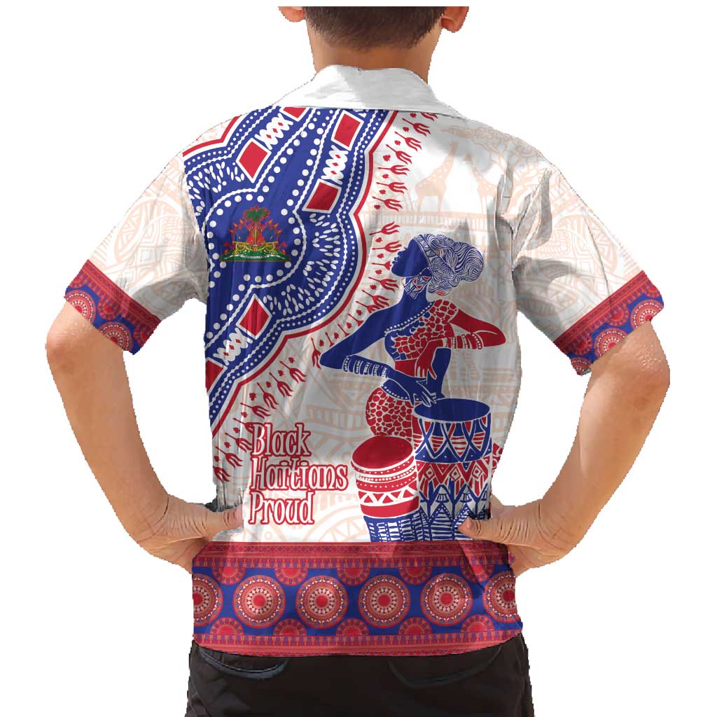 Afro-Haitians Proud Family Matching Mermaid Dress and Hawaiian Shirt Haiti Coat Of Arms Dashiki