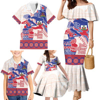 Afro-Haitians Proud Family Matching Mermaid Dress and Hawaiian Shirt Haiti Coat Of Arms Dashiki
