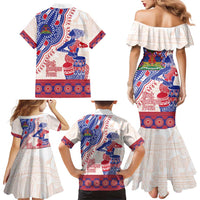Afro-Haitians Proud Family Matching Mermaid Dress and Hawaiian Shirt Haiti Coat Of Arms Dashiki
