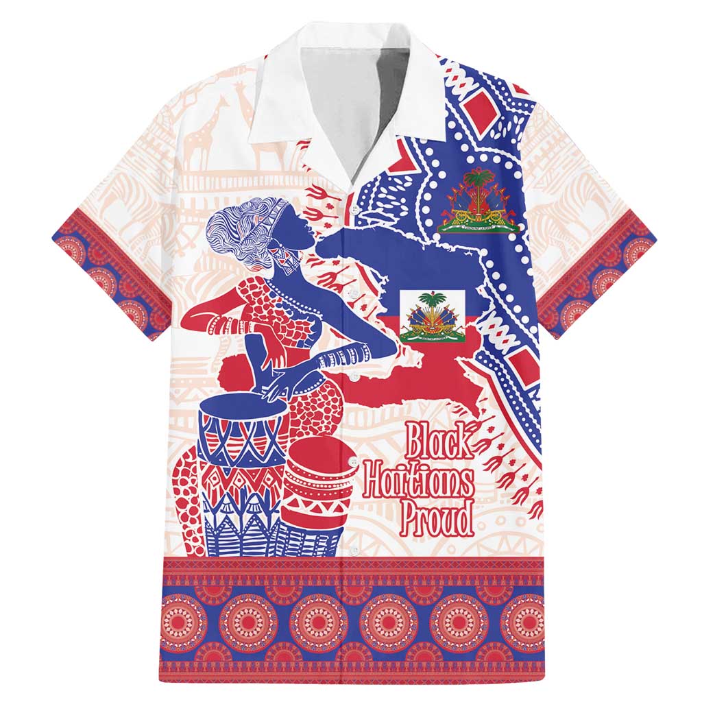 Afro-Haitians Proud Family Matching Mermaid Dress and Hawaiian Shirt Haiti Coat Of Arms Dashiki