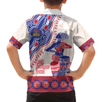 Afro-Haitians Proud Family Matching Off The Shoulder Long Sleeve Dress and Hawaiian Shirt Haiti Coat Of Arms Dashiki