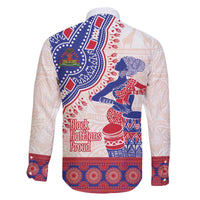 Afro-Haitians Proud Family Matching Off The Shoulder Long Sleeve Dress and Hawaiian Shirt Haiti Coat Of Arms Dashiki