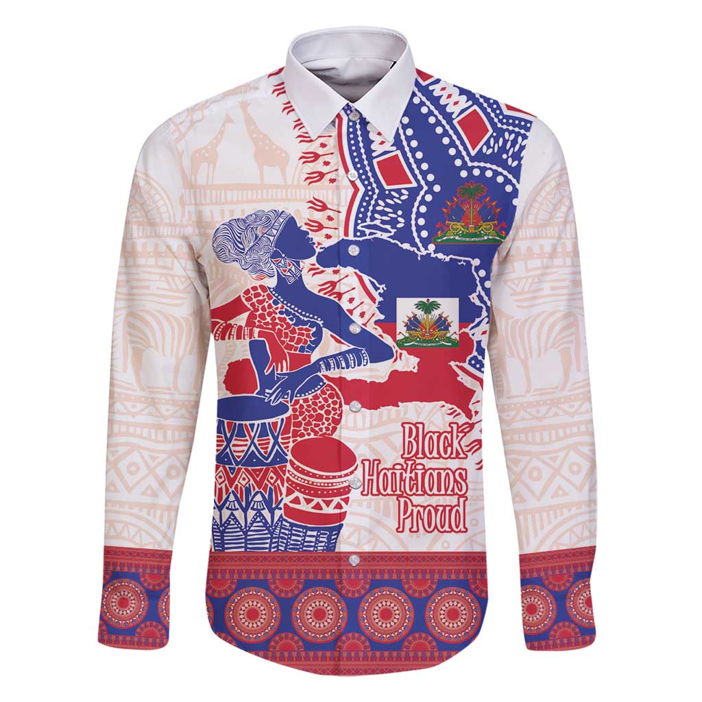 Afro-Haitians Proud Family Matching Off Shoulder Short Dress and Hawaiian Shirt Haiti Coat Of Arms Dashiki