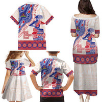 Afro-Haitians Proud Family Matching Puletasi and Hawaiian Shirt Haiti Coat Of Arms Dashiki