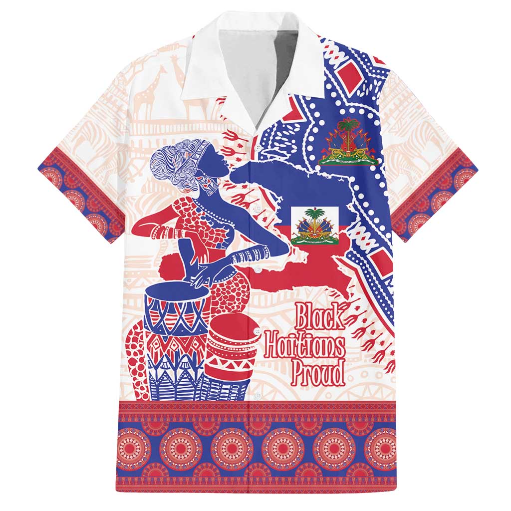 Afro-Haitians Proud Family Matching Summer Maxi Dress and Hawaiian Shirt Haiti Coat Of Arms Dashiki