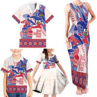 Afro-Haitians Proud Family Matching Tank Maxi Dress and Hawaiian Shirt Haiti Coat Of Arms Dashiki