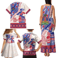 Afro-Haitians Proud Family Matching Tank Maxi Dress and Hawaiian Shirt Haiti Coat Of Arms Dashiki