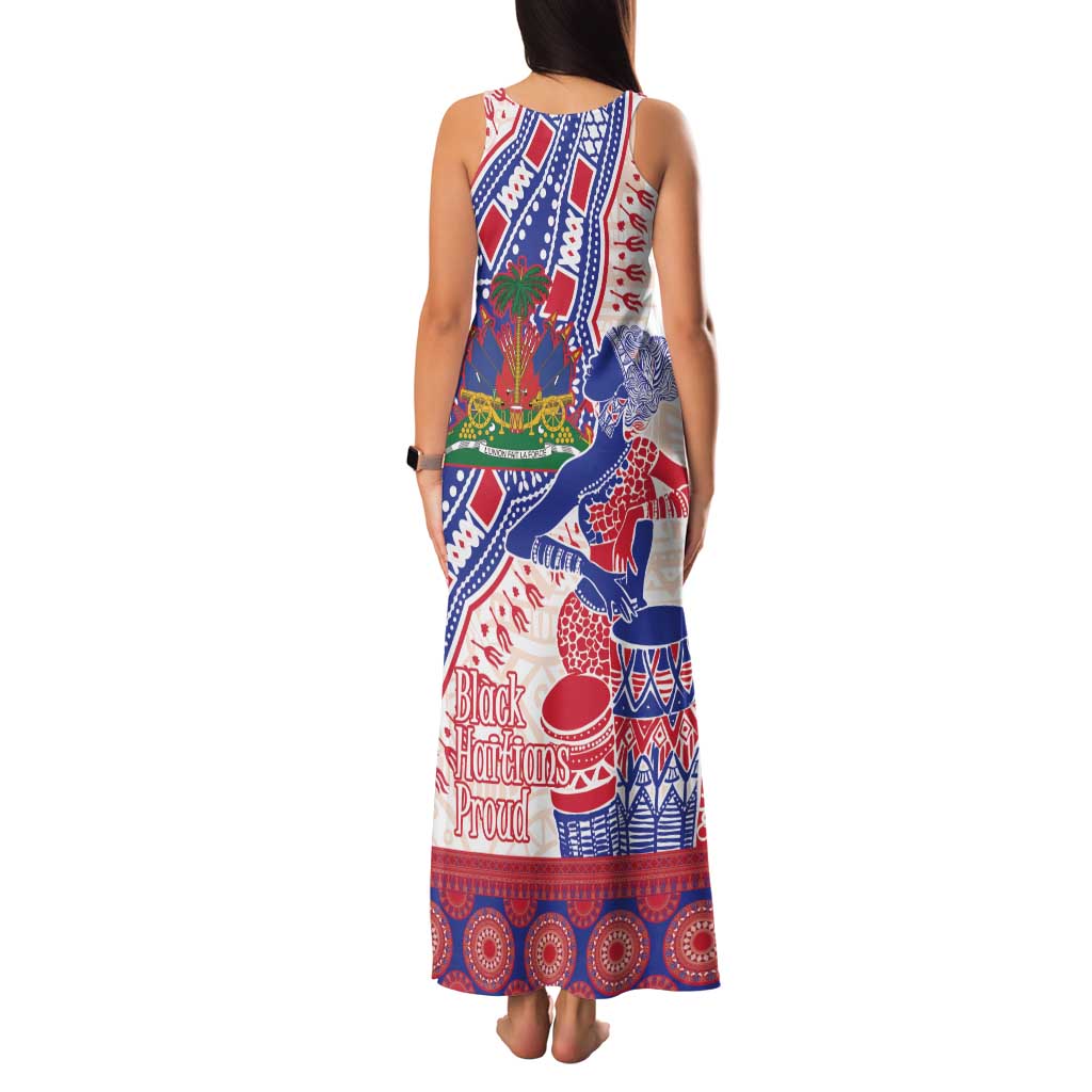 Afro-Haitians Proud Family Matching Tank Maxi Dress and Hawaiian Shirt Haiti Coat Of Arms Dashiki
