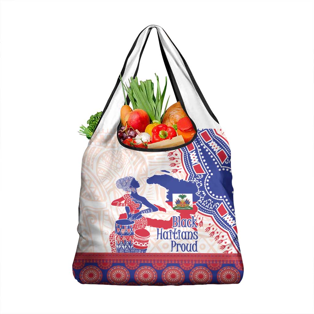 Afro-Haitians Proud Grocery Bag Haiti Coat Of Arms Dashiki