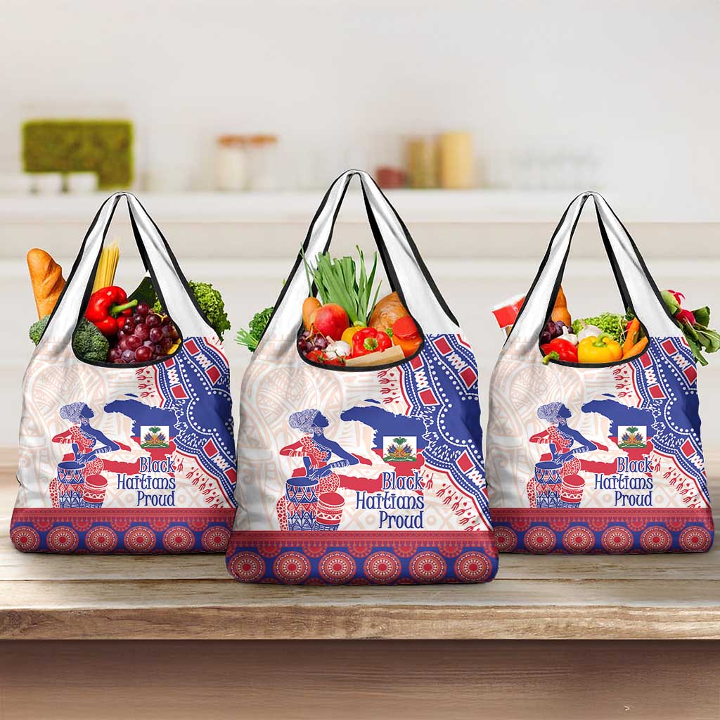 Afro-Haitians Proud Grocery Bag Haiti Coat Of Arms Dashiki