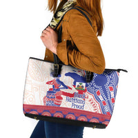 Afro-Haitians Proud Leather Tote Bag Haiti Coat Of Arms Dashiki