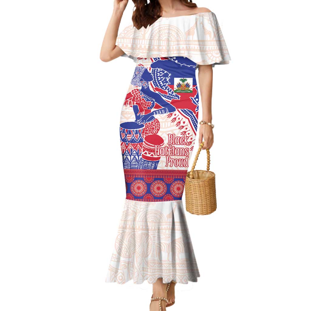 Afro-Haitians Proud Mermaid Dress Haiti Coat Of Arms Dashiki